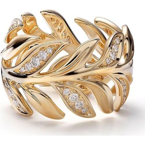 Yobest Gold Color Olive Tree Branch Leaves Ring for Women Girl Wedding Rings Knuckle Finger Jewelry