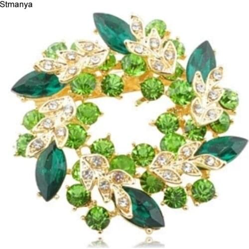 Women Fashion Crystal Bauhinia Flower brooch female Rhinestone Collar Shawl Scarf Buckle pin Gift jewelry wholesale H1121