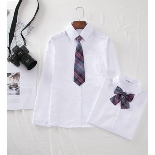 Women Shirt JK Style Long Sleeve Solid White Tops With Tie Students Japanese Korean Female Shirts Harajuku Style Summer Business
