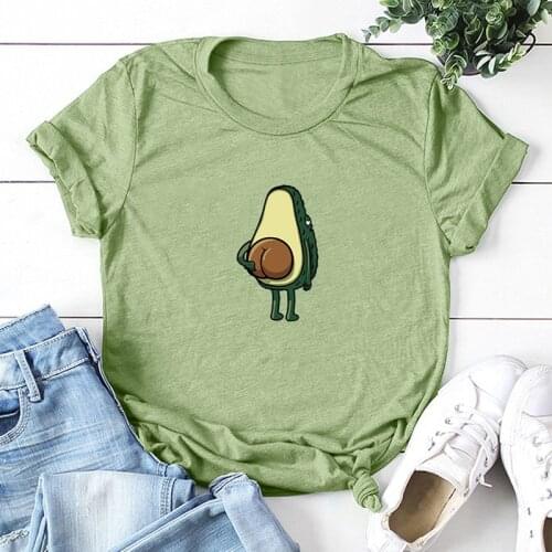 Women Graphic T shirts Fashion T-shirts 2020 Polyester Funny Print Avocado frog Tees Short Sleeve Tshirts Girls Gift Tops