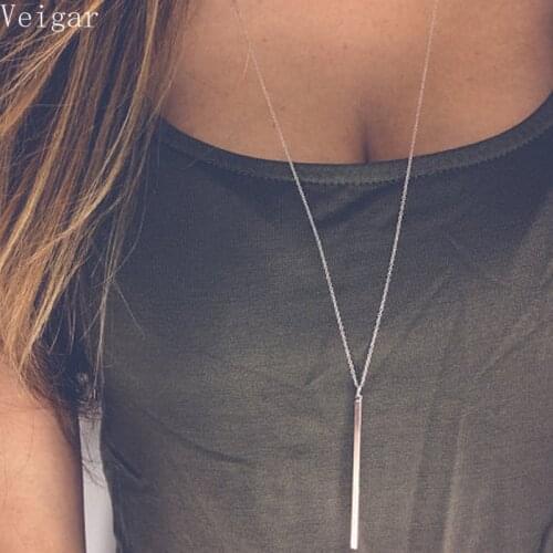Simple Delicate Fine Bar Necklaces & Pendants Long Rod Necklace Fashion Summer Jewellery Gold/Silver Color Collier Femme 2018