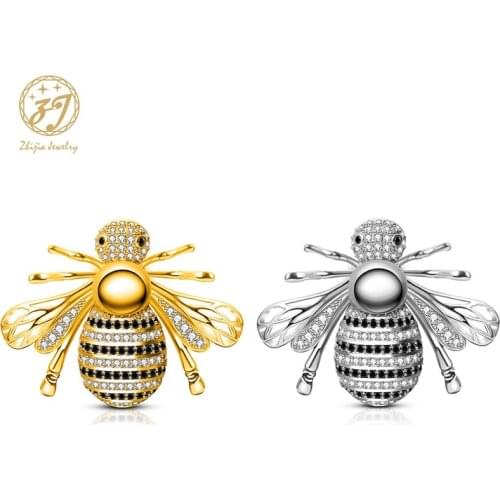 Zhijia Trendy Luxury Crystal Rhinestone Delicate Bee Brooches For Men Women Clothing Accessories Party Gifts