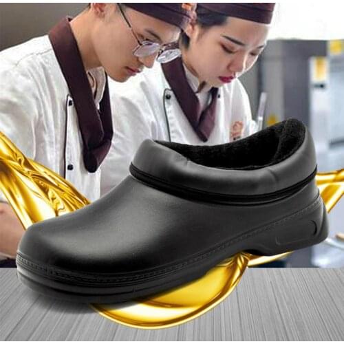 Chef Shoes For Winter Non-slip Waterproof Oil-proof Hotel Restaurant Work Shoes Keep Warm Detachable Lining Plush Kitchen Shoes