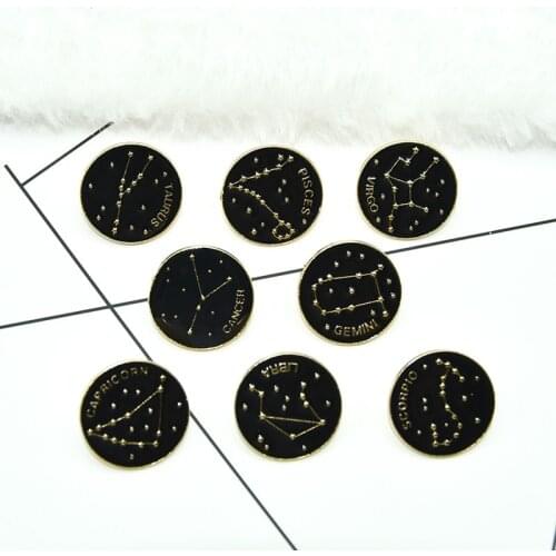12 Constellation Enamel Pin Brooch Leo Virgo Libra Aries Badge Star Zodiac Sign Clothes Lapel pin Cute Birthday Jewelry Gifts