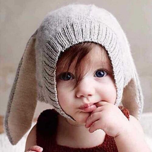 1Pcs Baby Rabbit Ears Hat Winter Baby Bonnet Hat Knitted Infant Toddler Cap Girl Boy Accessories Photography Props BB0162