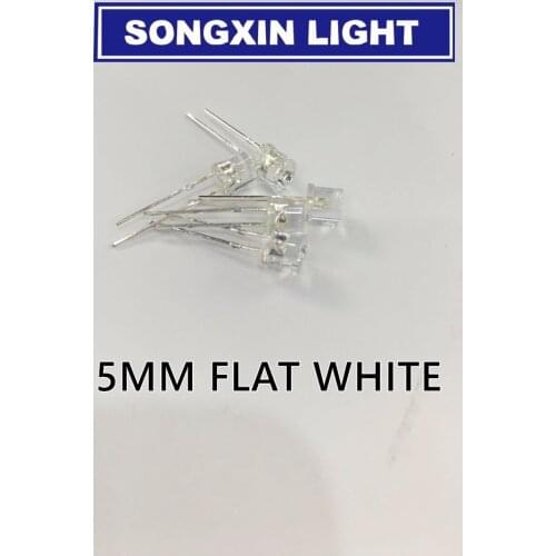 1000pcs LED Diode 5mm Transparent White Ultra Bright 5 mm Flat Top Clear Lens Light Emitting Diode LED Lamp Through Hole