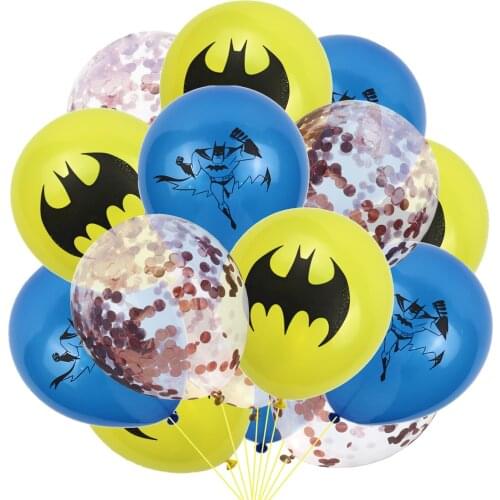 15pcs bat logo balloon latex balloon cake topper boy birthday party decoration supplies children classic toy bat