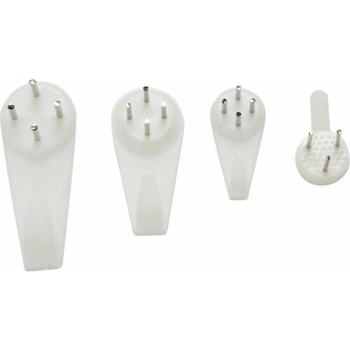 20PCS White Plastic Small Size Hard Picture Frame Wall Hooks Mirror Gadgets Hanging Hangers for Bathroom Drawing Room Wall