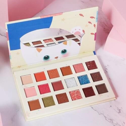 4/18Colors Eyeshadow Palette Lazy Cat Animal Eye Shadow Palette Matte Pearlesent Shimmer Glitter Beauty Cosmetic Eye Makeup