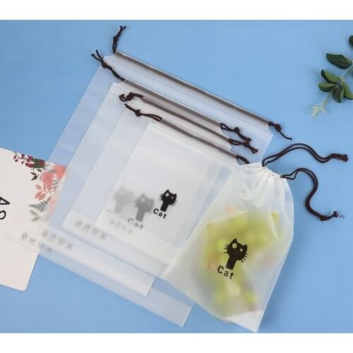 50Pcs/Lot Travel Drawstring Storage Bag Clothing Packaging Bags Cat Clothes Underwear Outdoor Plastic Clear Pouches Shoes Food