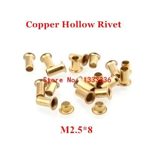 500pcs M2.5*8(L) Copper Hollow Rivet 2.5mm Double-sided circuit board PCB vias nails / copper corn