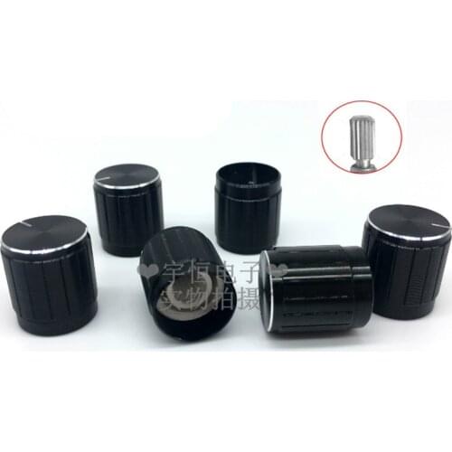 6 Pieces Black Aluminum Alloy Knob Diameter 15MM Height 17MM Flower Shaft Hole Potentiometer Encoder Switch Cap