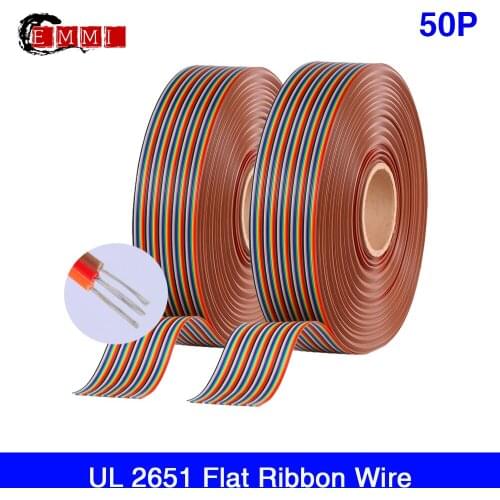 61 meters PVC material Tinned copper Top Quality UL2651 28AWG 50PIN Colorful Flexible Flat Ribbon Cable 7*0.127mm