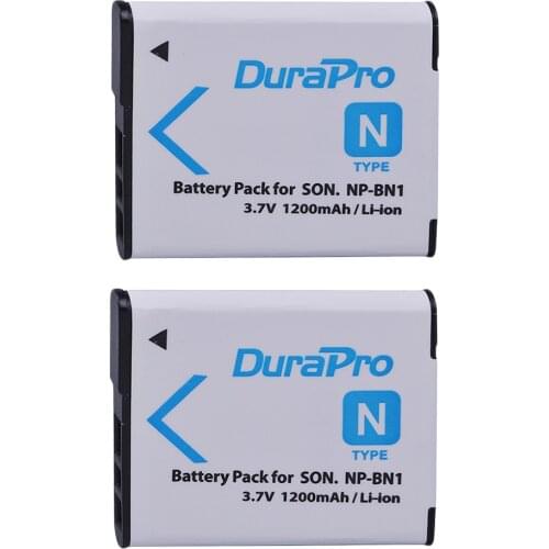DuraPro 2 Pcs NP-BN1 NP BN1 BN1 Camera Battery For SONY DSC TX9 T99 WX5 TX7 TX5 W390 W380 W350 W320 W360 QX100 W370 W730 W150