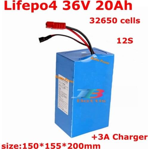 36V 20AH Lifepo4 battery 12S4P 36V 32650 battery pack +3A Charger for 36V 800W 720W electric tricycle bicycle UPS E-moped bike