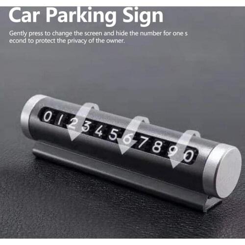Car Hidden Styling Temporary Parking Card Auto Temporary Phone Number Card Metal Stop Sign Number Plate For Car Interior