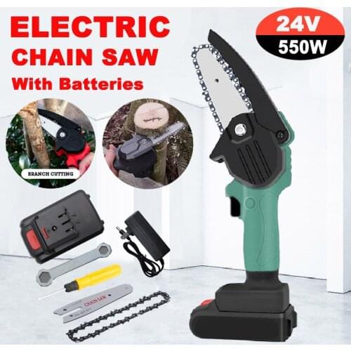 550W Cordless Electric Chain Saw Handheld Wood Logging Saw Rotary Chainsaw with Lithium Battery For Cutting Woodworking Tools