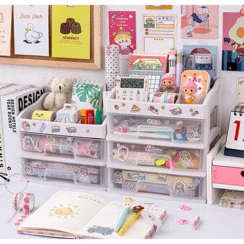 Pen Holder Cute Desktop Pencil Organizer Stationary Storage Box Office School Desk Chancery Stand Makeup Organiser Case Sticker
