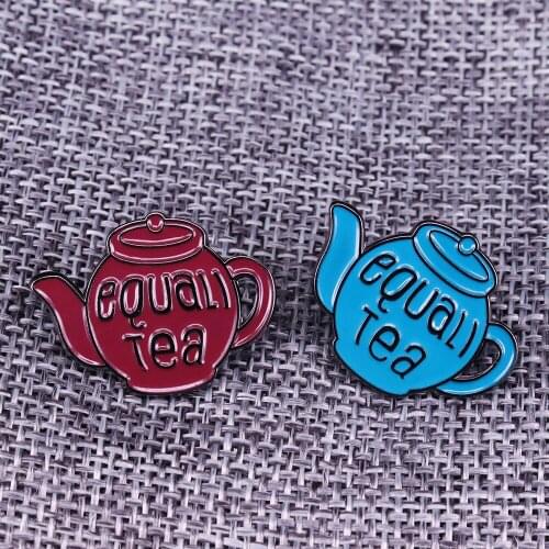 Equali-tea teapot enamel pin set tea lover gift