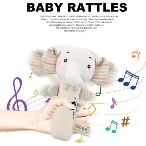 Cartoon Animal Cotton Round Rattle Stick Hand Grasp Newborn Baby Soothing Toys Mobile Bed Bell Infant Crib Dolls Rattle Toys