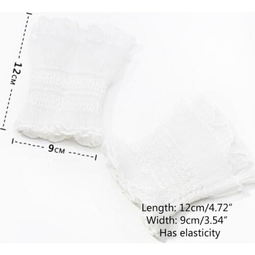 Korean Women Crochet Lace Horn Cuffs Stretch Bracelet Double Layer Pleated Ruffled Fake Sleeves Wristband Vintage Aesthetic Wris