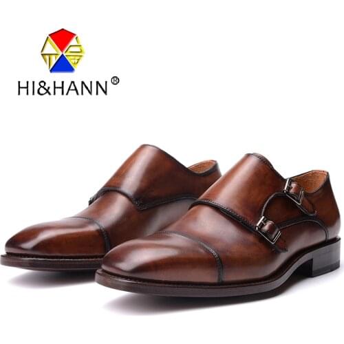 Brown Buckle Strap Goodyear Handmade Shoes Men Derby Dress shoe Men Flats Size US 6-13 Free shipping