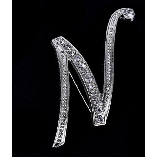 Creative Fashion Unisex Crystal English 26 Letters Design Brooches Pins Rhinestone Alphabetical Letter Brooch Gifts