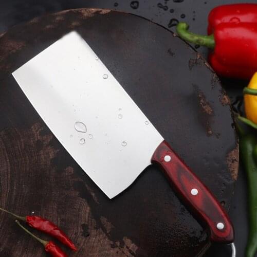 Liang Da 8 inch Stainless Steel Cleaver Butcher Knife Pro Kitchen Knife Wood Handle Chopping Knife Kitchen Cooking Chef Knife