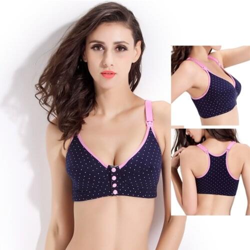 Lactation Bra No Rims Cotton Anti-Droop Pregnant Women Underwear Front row of buckle Direct Lactation Maternity & Nursing Bras