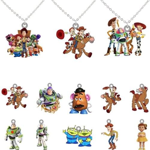 Disney Toy Story Animation Pendant Necklace Andy Hudy Buzz Lightyear Resin Pendant Necklace Womens Necklace Fashion Accessories