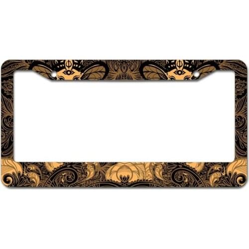 Peceeta Elephant Lotus Mandala License Plate Frame 2 Holes 1 Frame Matte Aluminum Text Funny Metal Cute Car Accessories white