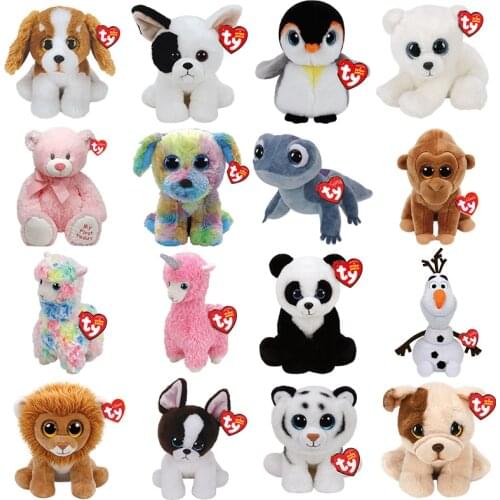 Ty Beanie Big Eyes Soft Stuffed Animal Unicorn Pig Mouse Penguin Leopard Rabbit Owl Plush Dolls Toy Child Birthday Gift 15CM
