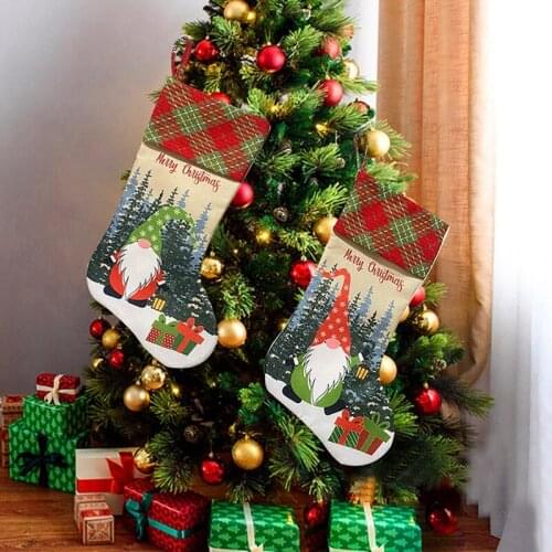 Christmas Stockings 2Pcs Xmas Stockings Decorations Forest Santa Claus Gift Candy Bag for Holiday Party Home Decor