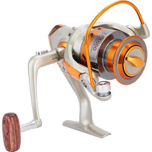 12BB 5.5:1 Saltwater Spinning Wheel Ocean Sea Boat Ice Fishing Reel Trolling Metal EF500-9000 Wooden handle Rocker Arm Fish Reel