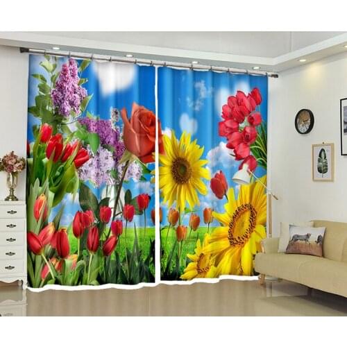 Sunflower Curtains Luxury Blackout 3D Window Curtain Living Room office Bedroom Cortina Drapes Rideaux Custom size pillowcase