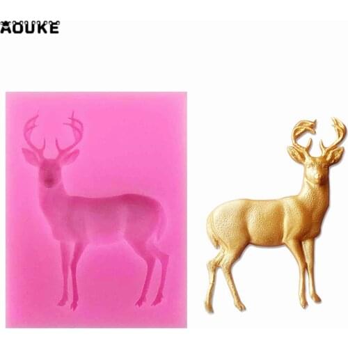 Aouke Elk shape Silicone Mold Kitchen DIY Cake Baking Decoration Chocolate Mold Deer Fondant Cake Decoration Silicone Mold