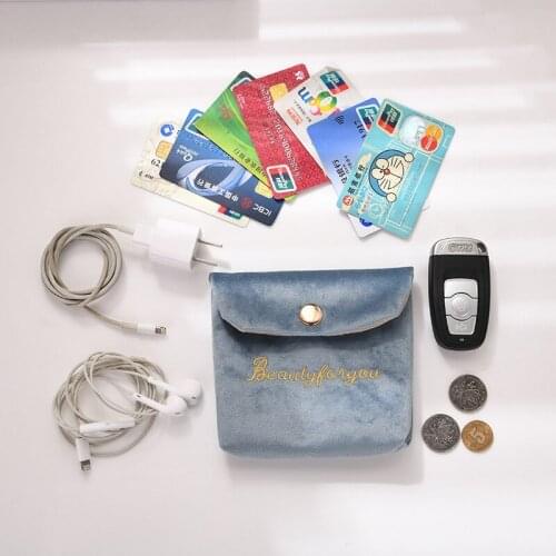 Sanitary Pad Bags Napkin Portable Towel Storage Bag Velvet Credit Card Holder Coin Purse Organizer Headphone Case Tampons Packet