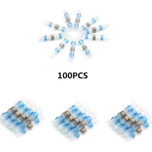 100PCS Soldering Sleeve Terminals 3 Sizes Red/Blue/White Heat Shrink Butt Connectors Electrical Wire Soldered Terminals