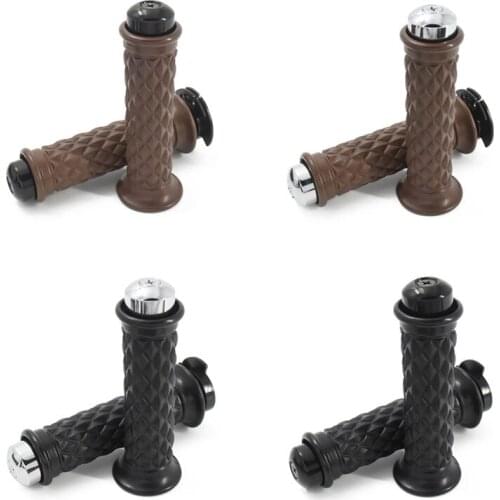 22mm Universal Grid Vintage motorcycle Rubber Handle Grips Cafe Racer Refit motorbike Handle bar Grips with Blance Block