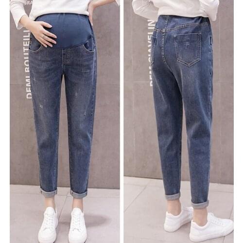 Vintage Boyfriend Denim Jeans Maternity Haren Pants Loose Trousers For Pregnant Women Pregnancy Jeans High Waist Trousers Pants