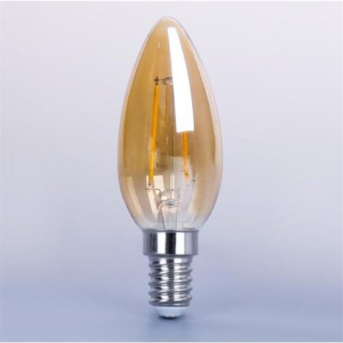 YANG MIN free shipping Amber Frosted Glass Cover E14 4W 500lm C35 Vintage Led Candle Bulbs Dimmable