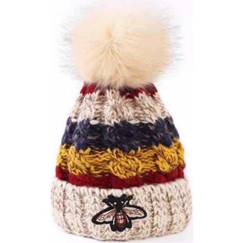 Knitted Wool Cap Fashion Winter Splicing Color Wool Hat Thickning Keep Warm Ear Protection Caps Leidies Lovely Sleeve Hat TG0098