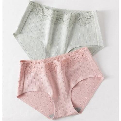 Women Lace Panties Lady Cotton Underwear Girls Breathable Seamless Middle-waisted Briefs Women Cute Sexy Lingerie Intimates