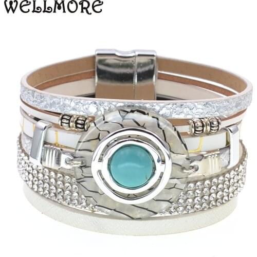 WELLMORE women bracelet fashion Leather bracelets BOHO charm bracelets for women party jewelry wholesale drop shipping