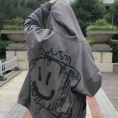 Women Vintage Oversized Cardigan Sweatshirts Gothic Graphic Print Long Sleeve Casual Hip Hop Hoodie Y2K Harajuku 90s Streetwear