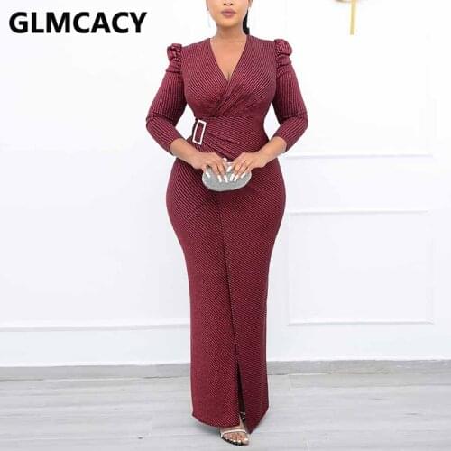 Women Puff Sleeve V Neck Maxi Dress Elegant Evening Party Formal Dress