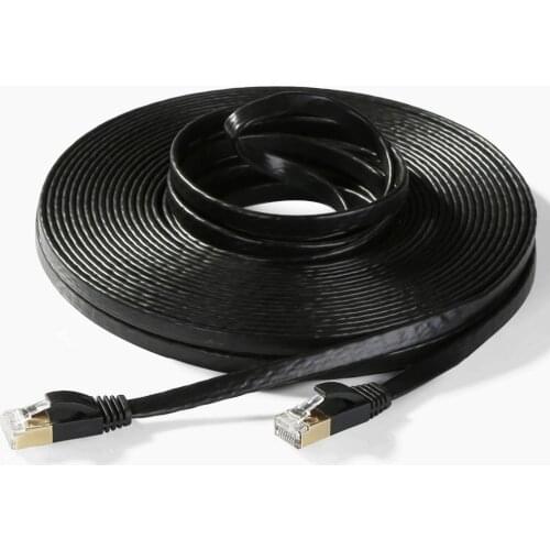 10pcs 0.3m 0.5m1m2m3m5m 10m15m20m30m Cat7 Ethernet Flat Patch Network Cable, Shielded (STP) with Snagless Rj45 Connectors-white