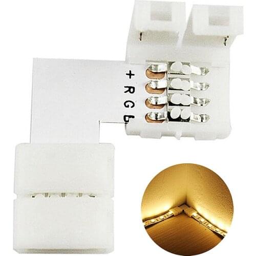 Hot Sale 10Pcs L-Shape RGB 5050 No Soldering LED Strip Light Connectors Corner Splitter
