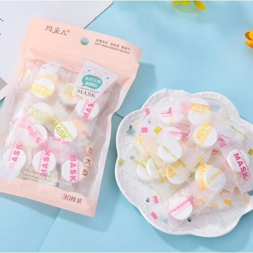 30pcs Compressed Mask Ultra-Thin Cotton Disposable Moisturizing Sheet DIY Face Skin Care Wrapped Masks Paper Spot