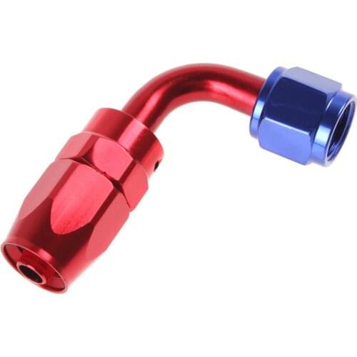 AN6 Red & Blue Hose End Aluminum Car Performance Fittings Adaptor Swivel 90 Degree